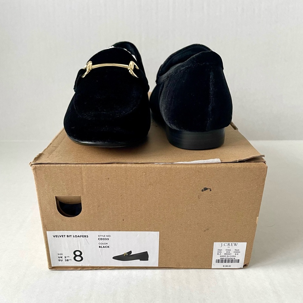 *NIB* J. Crew Velvet Bit Slip-On Loafers / Flats in Black - Picture 11 of 15